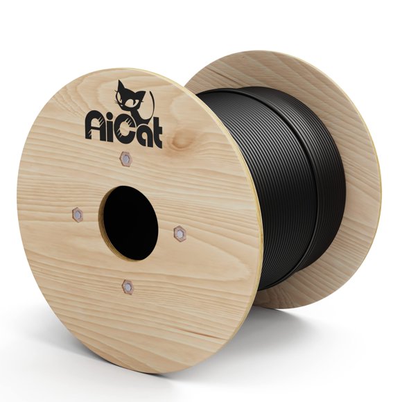 AiCat Cat5e Outdoor Ethernet Cable Direct Burial Unshielded Riser CMX Rated 500ft, UV Resistant 24AWG Solid Bare Copper, 350MHz, UL Listed, Twisted Pa