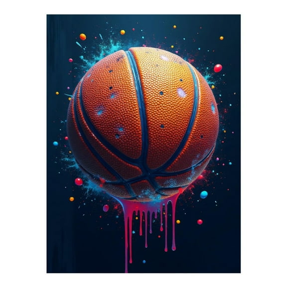 Diamond Art Kit for Adults, Colorful Basketball Print No.10 Diamond Painting for Adults Beginners, 5D DIY Diamond Art Painting Kits, Colorful Diamond Painting Craft for Home Decor 12x16