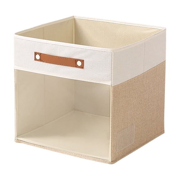Foldable Fabric Storage Cube Bin with Handles, 12.9 Inch Collapsible Square Box for Closet, and Home Organization, 1-Pack, Beige or Gray
