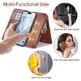 thumbnail image 3 of Wallet Case for iPhone 15 Pro, Detachable Magnetic Phone Case, 2-in-1 Card Slots Zipper Pocket All-Round Shockproof Protective PU Leather Purse Case for iPhone 15 Pro, Brown, 3 of 5