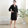 thumbnail image 4 of Robes for Men, PUTUO Mens Robe, Lightweight Soft Spa Nightgowns Pajamas for Men with Pockets, Black, 4 of 7