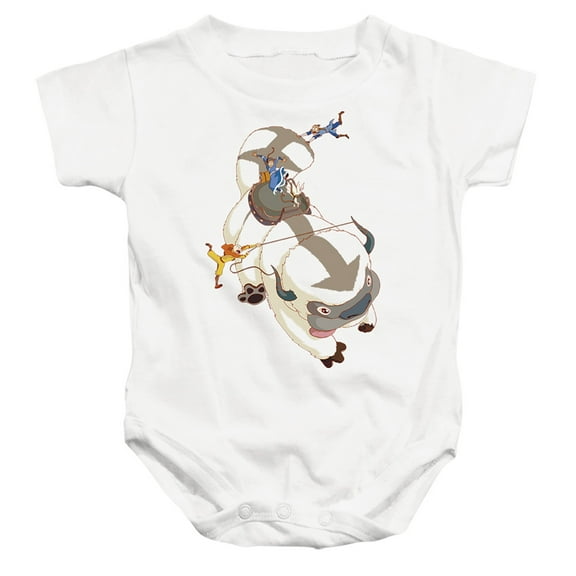 Avatar The Last Airbender Hang On Appa Unisex Infant Snap Suit for Baby, White, 24 Months