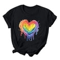 thumbnail image 2 of Sevevn Women's Printed Round Neck Short Sleeved T-shirt Loose Casual Top Black Womens T-shirt, 2 of 3
