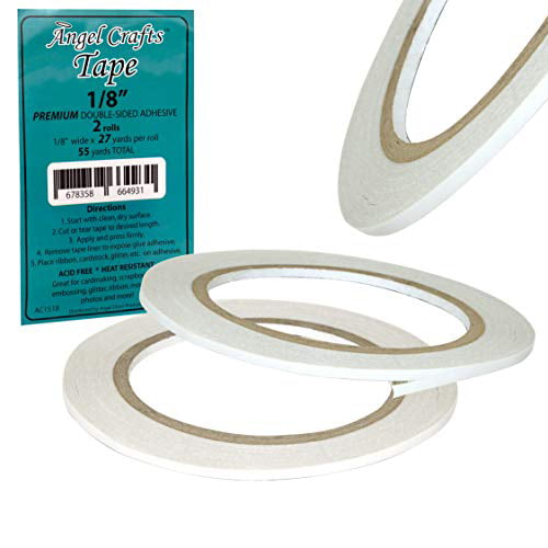 1/2 inch x 55 Yards x .09mm Angel Crafts Acid Free Double Sided Tape: Easy Tear Two Sided Glue Adhesive Tape Double-Sided Tape for Scrapbook and Card Making 1 Roll 