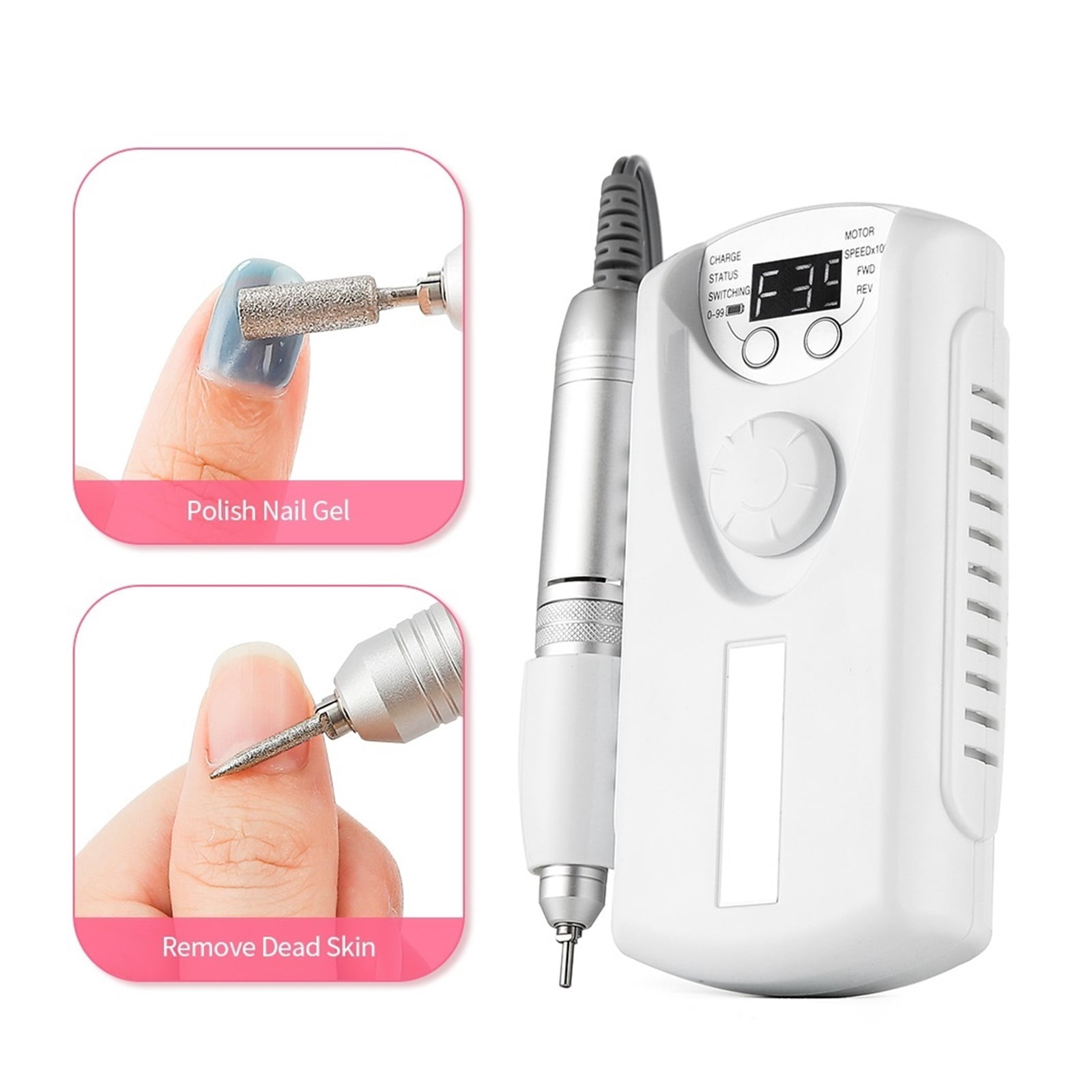 Wireless Nail Drill Manicure Grinder Machine 35000RPM Nail File Polishing Grinding Machine Nail Milling Cutter Nail Art Tool ,Lightweight and Portable