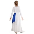 thumbnail image 4 of iiniim Long Sleeve Praise Dance Dress for Girls Metallic Liturgical Worship Asymmetrical Church Robe Tunic Blue 16, 4 of 7
