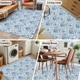 thumbnail image 6 of Ethnic Style Washable Area Rugs 2.7'x5', Medieval Retro Blue Flower Texture Low Pile Throw Living Room Rug Non-Slip Sturdy Edge Binding Carpet for Indoor Entryway Bedside Kitchen, 6 of 9