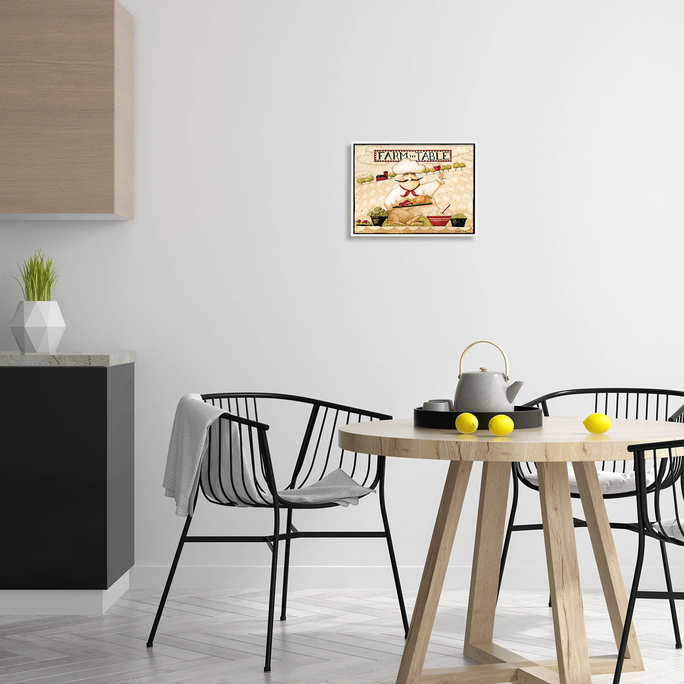 Farm to Table Vintage Chef Meal Food & Beverage Graphic Art White Framed Art Print Wall Art