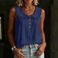 thumbnail image 5 of Women's Front Placket Top Baeitkot Women's Solid Color Casual Lace Up Front Placket Top Navy XXL, 5 of 8