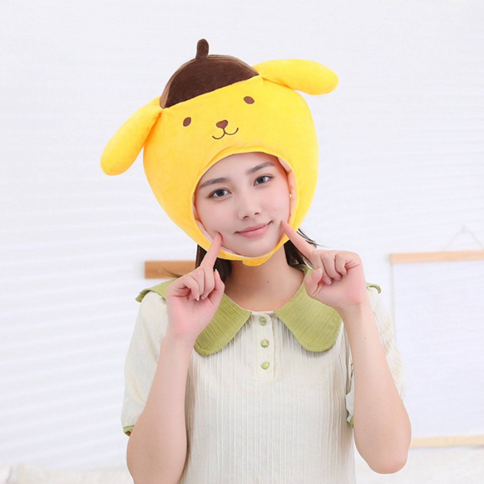 Short Type Long Ears Yellow Cute Hat Funny 3D Dog Cap Animal Plush Hat