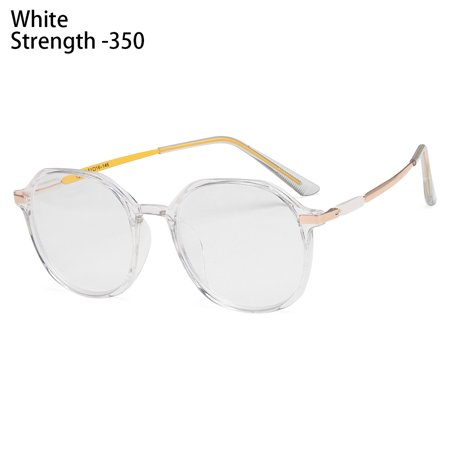 -0.5~-4.0 Women Fashion Anti-fatigue Radiation Protection Computer Goggles Optical Eyewear Nearsighted Eyeglasses Myopia Glasses WHITE STRENGTH 350