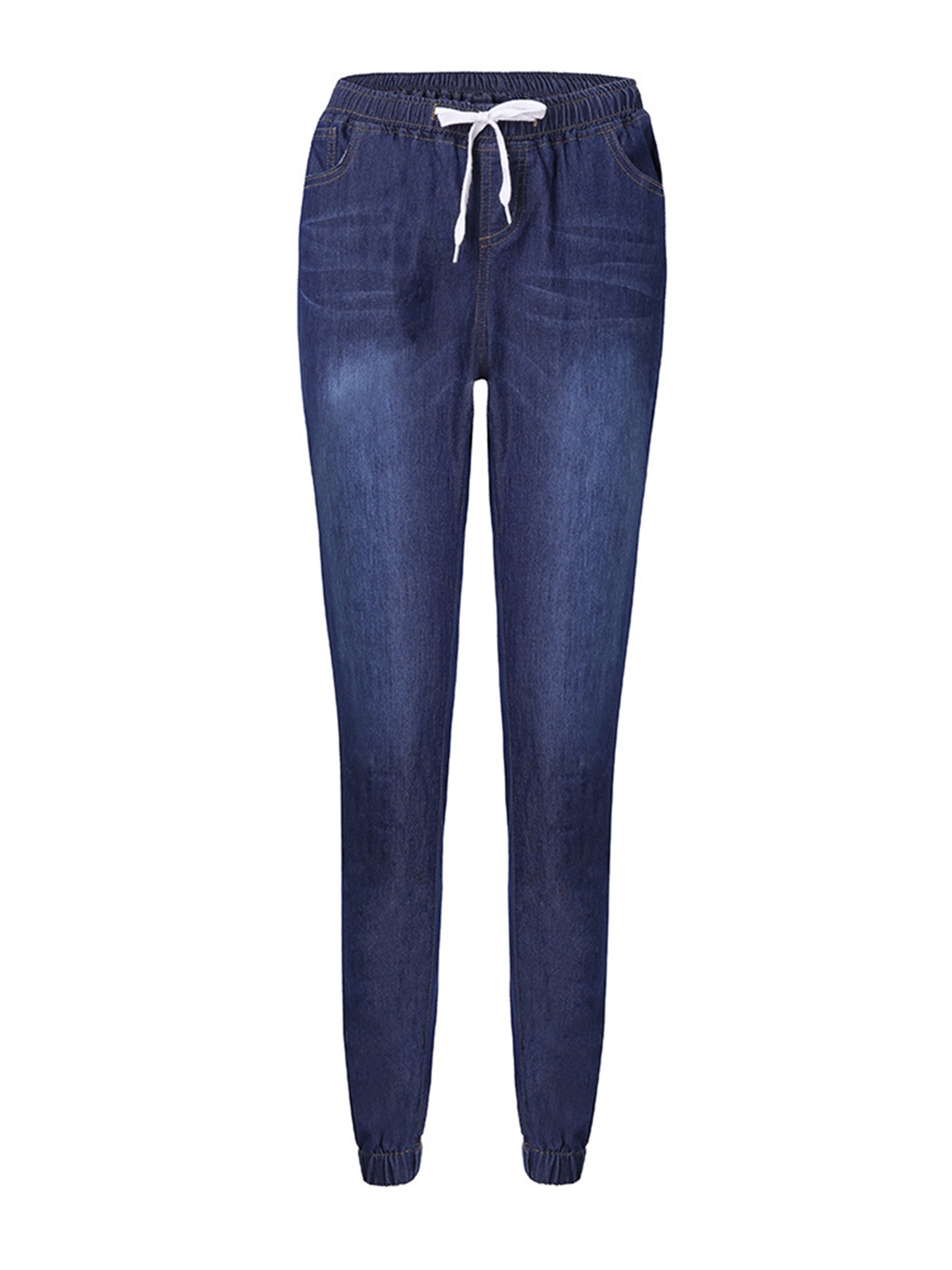 GuliriFei Women's Mid Rise Skinny Jeans Drawstring Elatic Waist Denim Pants - image 2 of 6