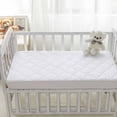 thumbnail image 1 of Bargoose - 100% Cotton 4 Ply Satin Stripe Mattress Pad | Waterproof | Fitted | Crib | 27x54x6, 1 of 5
