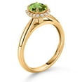 thumbnail image 3 of Gem Stone King 10K Yellow Gold Green Peridot and White Lab Grown Diamond Halo Engagement Ring for Women (1.03 Cttw, Gemstone August Birthstone, Oval 7X5MM, Size 8), 3 of 4