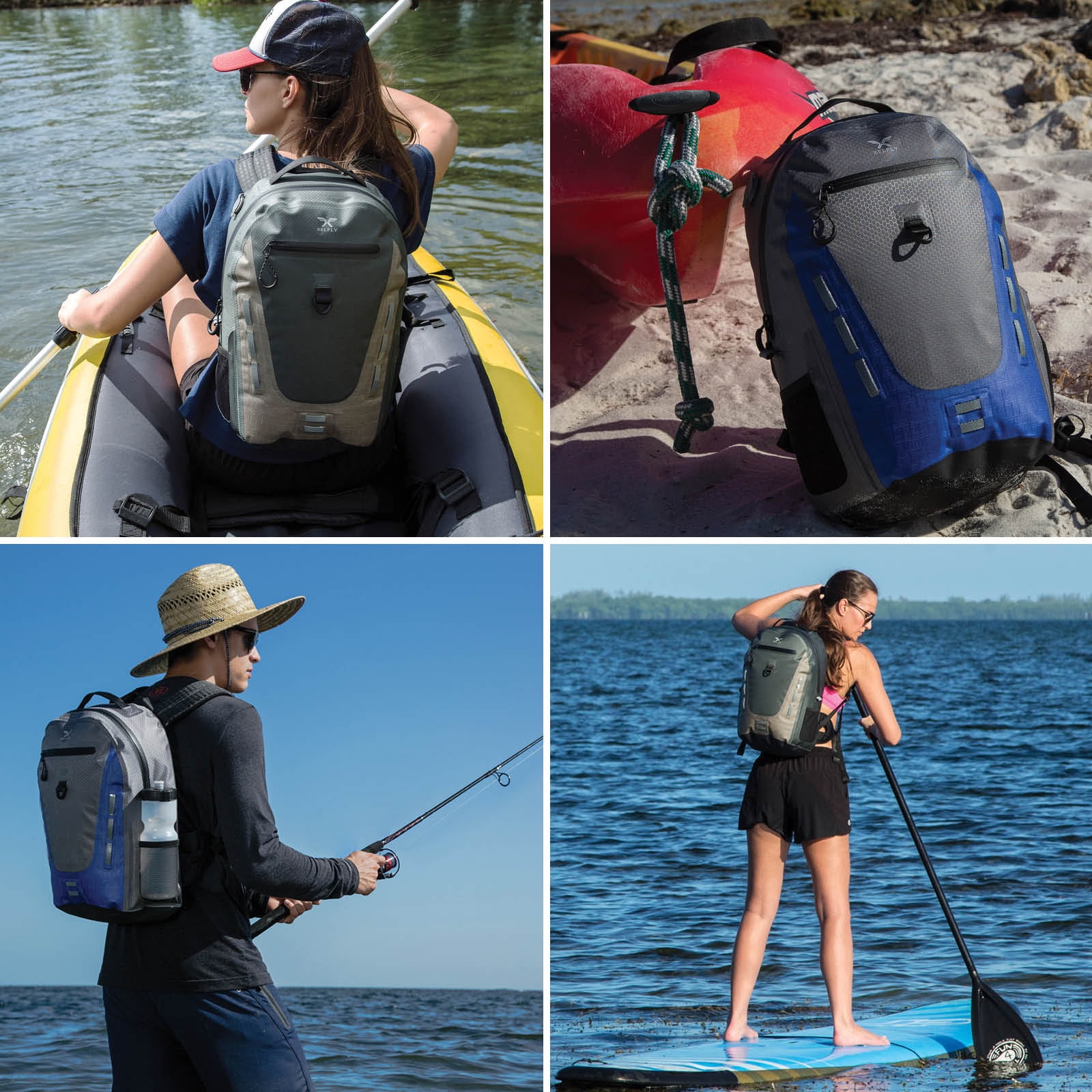 XELFLY Submersipack Waterproof Backpack - Submersible, Inflatable, Floating TPU Coated Durable Nylon Dry Bag with Airtight Zipper for Kayak, Fishing, Boating, Hiking, Paddle Board (Gray Stone, 25L)