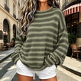 thumbnail image 6 of MYAOYI Womens Oversized Striped Sweater Crew Neck Drop Shoulder Knit, 6 of 8