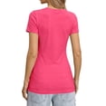 thumbnail image 3 of MOYIKO Crewneck T Shirts for Women Short Sleeve Sexy Cutout Slim Fitted Tees Elegant Tight Summer Tops, 3 of 7