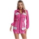 thumbnail image 5 of Minivestido con bolsillos y solapa con cremallera frontal para mujer, traje a rayas con solapa, manga larga, vestido de carreras de velocidad, fiesta disco, disfraz de Halloween, 5 of 5
