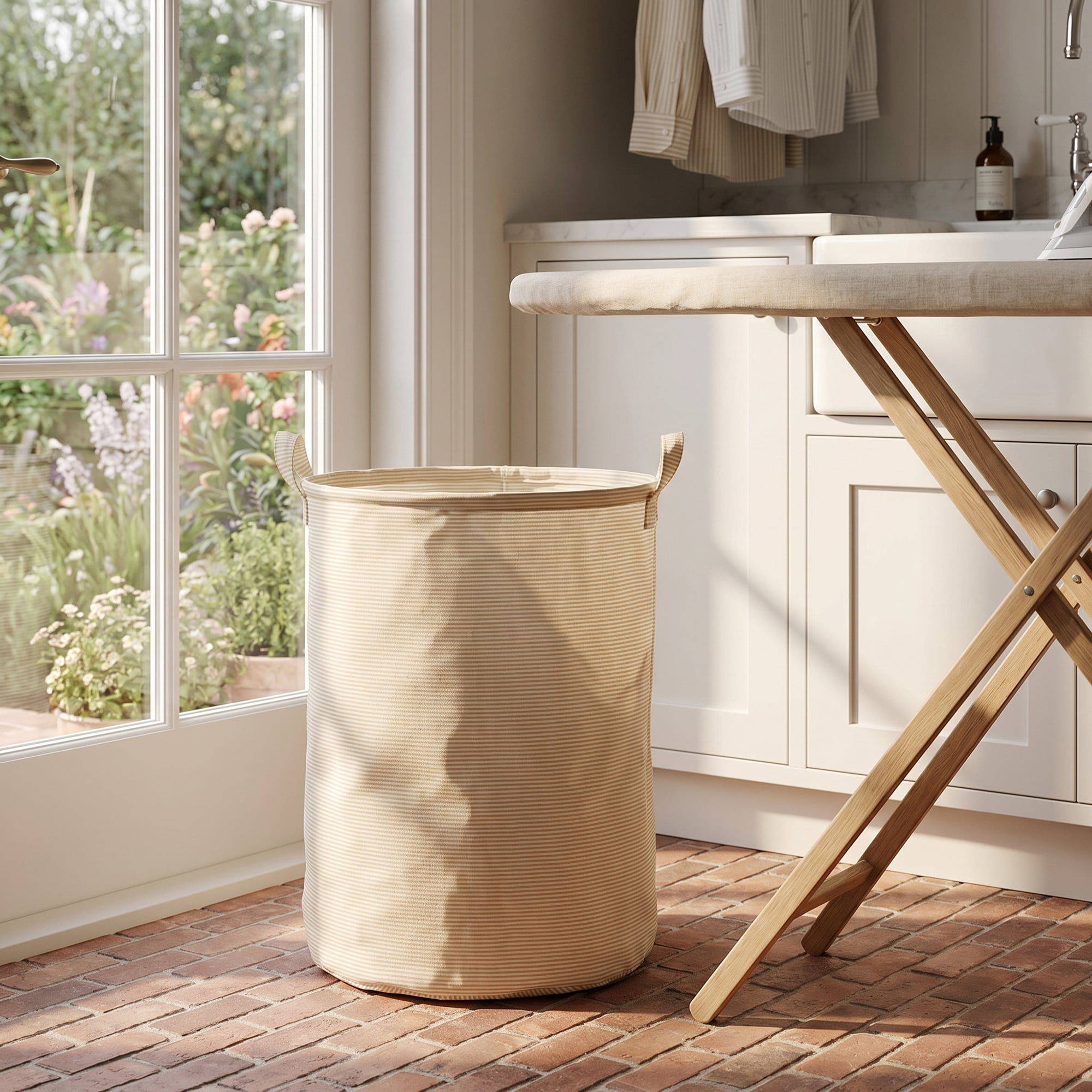Unique Bargains Collapsible Non-Woven Fabric Hamper with Handles Yellow 16.9" x 13.8"