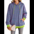 thumbnail image 2 of Sudadera con Capucha A Rayas para Mujer, Estilo Adolescente, para Otoño. Rosa Verde L, 2 of 10