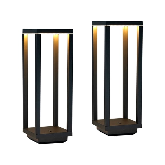 Dawnrise Outdoor Table Lamp Cordless Rechargeable IP55 Waterproof 60h Runtime 3 Color Stepless Dimming 2 Pack
