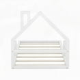 thumbnail image 3 of The White Twin Size Wood Floor Bed with a House-shaped Headboard for Fun Room Decor, 3 of 11