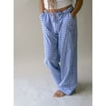 thumbnail image 4 of Argulvti Women Wide Leg Pants Elastane Casual Loose Elastic Plaid Trousers with Pockets for Work Office Streetwear, 4 of 9