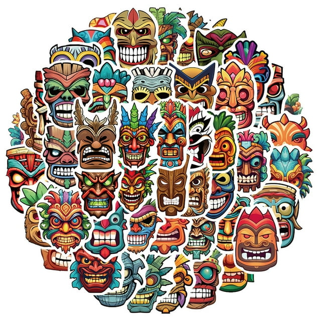 Paquete de pegatinas Indigenous Masks Impermeables Anime, 50 unidades