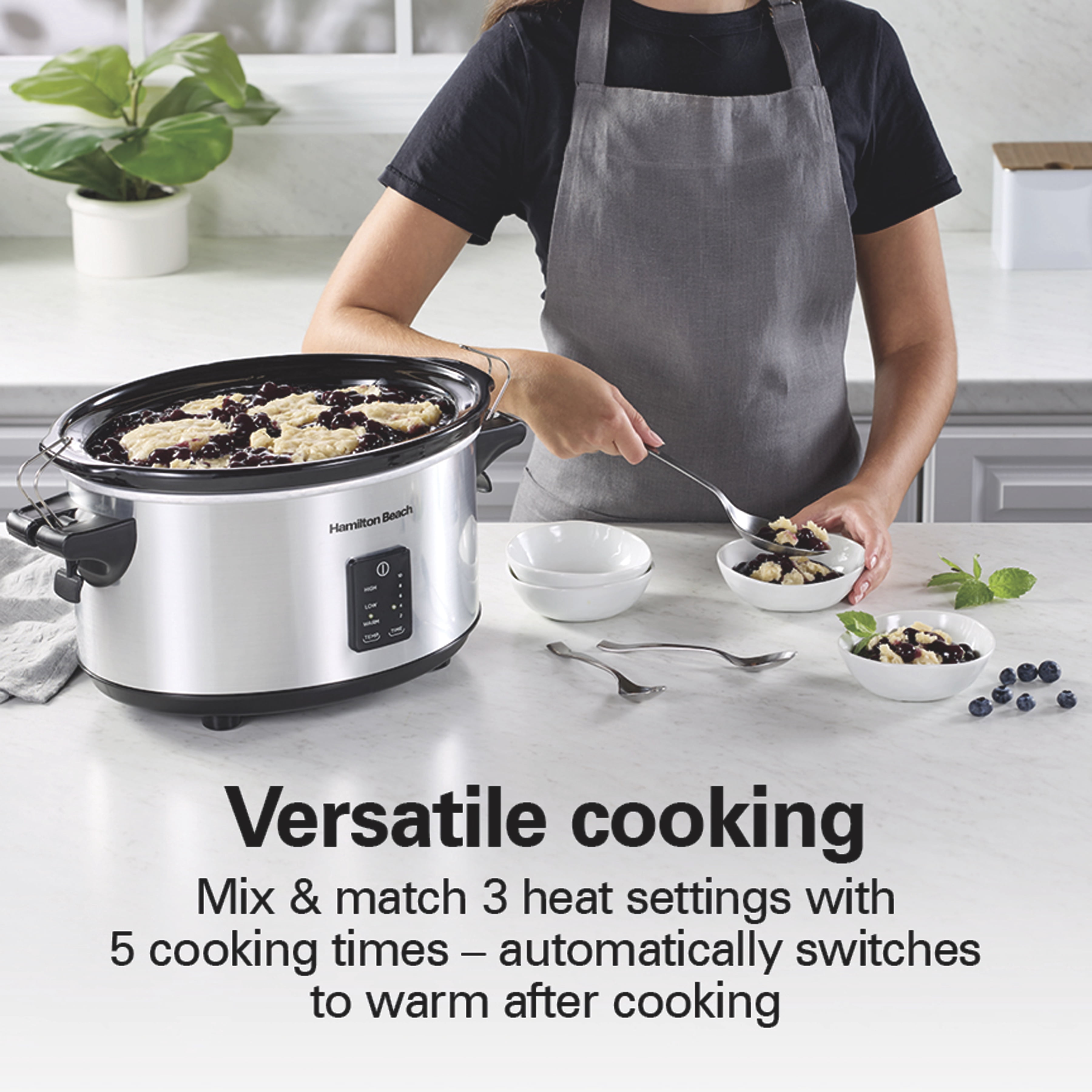 Hamilton Beach Programmable Stay or Go® Slow Cooker, 7 Quart Capacity, Silver, 33676