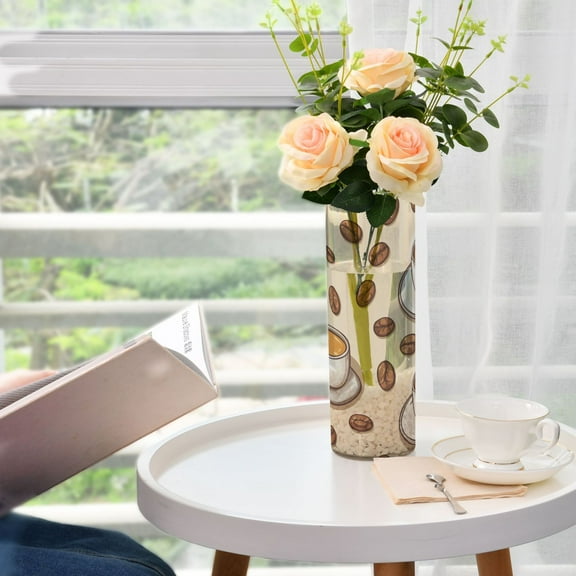Latte and Coffee Beans Flower Vase Decorative Vases for Flowers Home Decor for Centerpieces Entryway Shelf Living Room