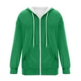 thumbnail image 4 of UJNDER Women's Fashionable Casual Pocket Zip Up Long Sleeved Hooded Solid Color Sweatshirt Green L, 4 of 4