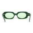 thumbnail image 4 of Womens Mod Chunky Plastic Rectangle Oval Lens Minimal Sunglasses All Green, 4 of 4