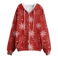 thumbnail image 5 of idosla Christmas Hoodies Women Xmas Tops Zip Up Hooded Sweater Funny Christmas Vacation Sweatshirt (Red, XL), 5 of 7