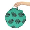 thumbnail image 2 of Blue Nautical Round Floor Cushion with Handle, Sea Bottom Animals Fish with Round Spots in Monochrome, Decorative Pillow for Living Room & Dorms, 18" Round, Charcoal Grey Sea Green, by Ambesonne, 2 of 4