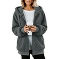 thumbnail image 4 of Admvng Winter Coats for Women Plush Fleece Long Sleeve Zip Hooded Jacket Casual Warm Outerwear, Size S-2XL, 4 of 8