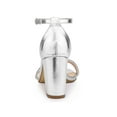 thumbnail image 2 of BLISSFUL STEP Women's Sandals Rhinestone Chunky Heel Ankle Strap Open Toe Party Shoes Silver 8, 2 of 8