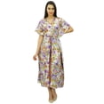 thumbnail image 4 of Bimba Exclusive Rayon Maxi Kaftan Chic Coverup Dress Drawstring Waist Night Wear, 4 of 8