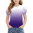 thumbnail image 2 of HAiming Girls T Shirts Color Block Short Sleeve Tee Summer Vacation Going out Kids Tops Scoop Neck Loose Casual Trendy Blouses, 2 of 8