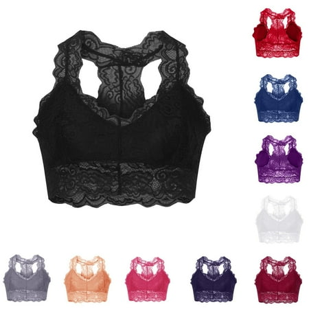 Fesfesfes Sexy Women Plus Size Vest Crop Wireless Bra Lace Sexy V-Neck Underwear Women Bras