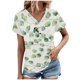 thumbnail image 2 of Fiudx Ofertas Relámpago Top/Camisa de Manga Corta con Cuello En V Plisado Estampado de Verano para Mujer, 2 of 5