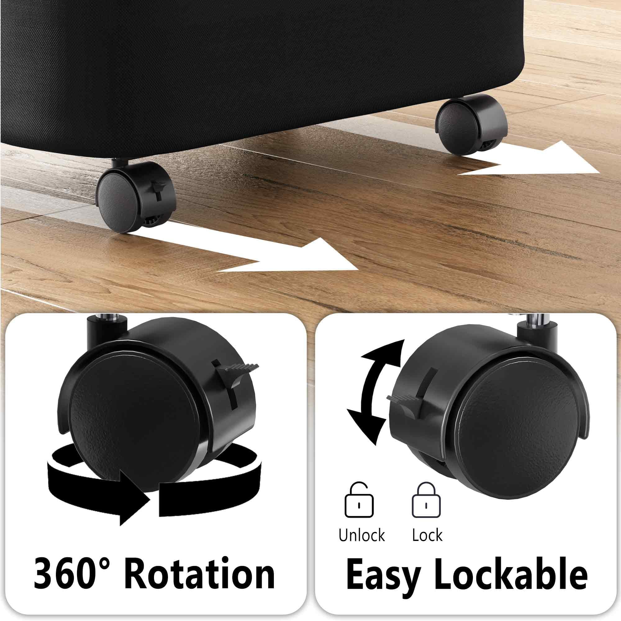 Laundry Hamper, 29 Gal (110L) Rolling Clothes Basket with Bamboo Handle Wheels and Lid, Large Laundry Hamper for Bedroom, Bathroom, Dorm, Laundry Room - Black