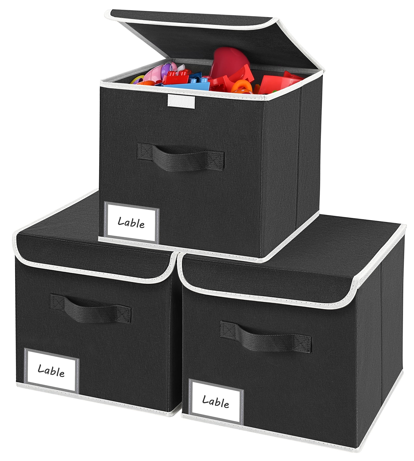 Homsorout 3 Pack Storage Boxes with Lids Foldable Storage Cubes for