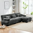 thumbnail image 3 of FFH 133.8" Oversized Cloud Sofa, Sectional Couches with Ottoman, Modern 3 Seater L Shaped Sofa for Living Room (Chenille Dark Gray, 3 Seater with 1 Ottoman), 3 of 11