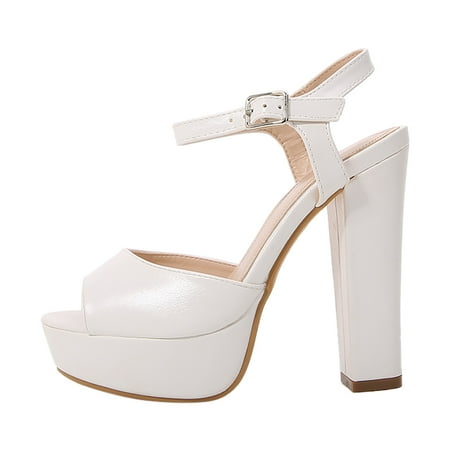 

Sandals Women Fashionable European And American Shoes With Buckles 13Cm Thick Super High Heels And Large Sandals
