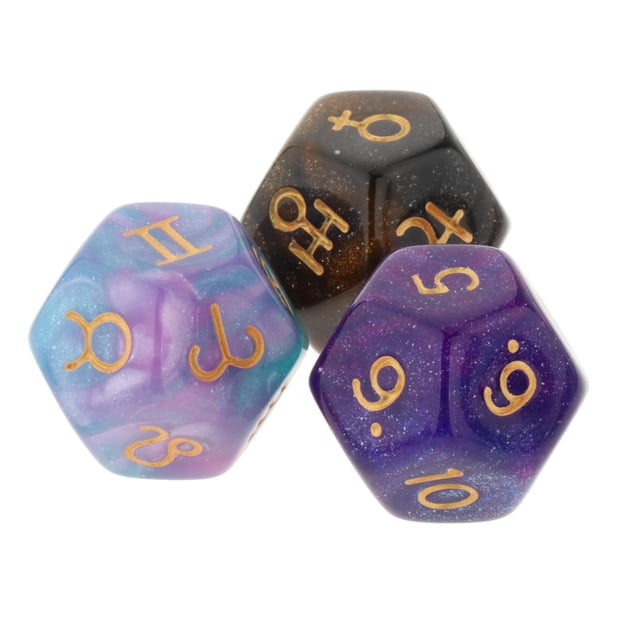 Dados de juego 3 piezas acrílicos de varias caras Café Verde Morado Sunnimix