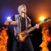 Glarry Burning Fire Beginner Electric Guitar Kit w/ Accessories for Beginner, Brown