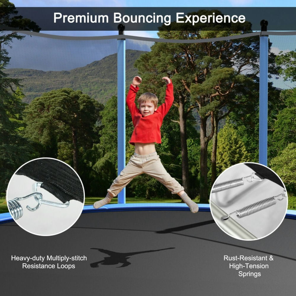 Demifill Outdoor Trampoline with Safety Closure Net, 8 Feet Trampoline with Thickened and Steady Frame, Blue