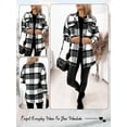 thumbnail image 7 of HUBERY Women Plaid Color Block Lapel Collar Long Sleeve Button Pocket Jacket, 7 of 7