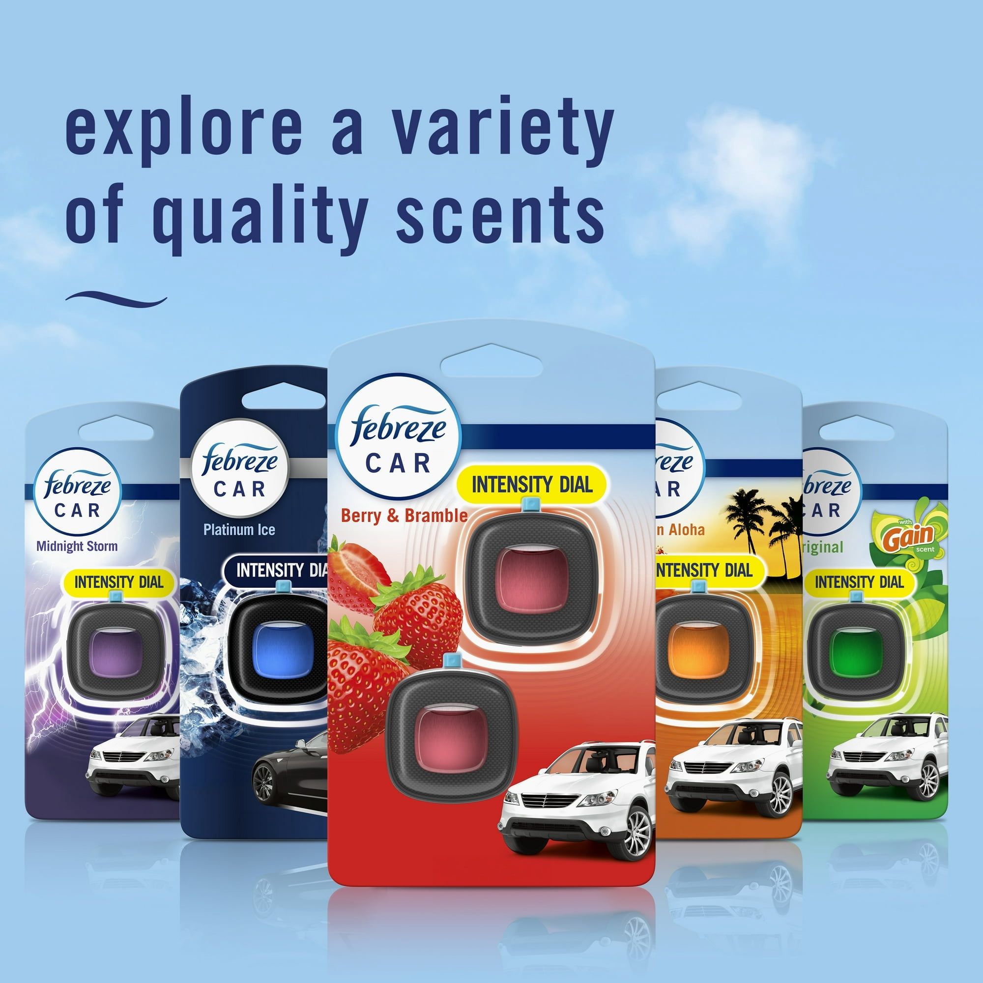 (  4 Pack ) Febreze Car Air Freshener, Odor-Fighting Car Vent Clip, Berry & Bramble, 2 Countt
