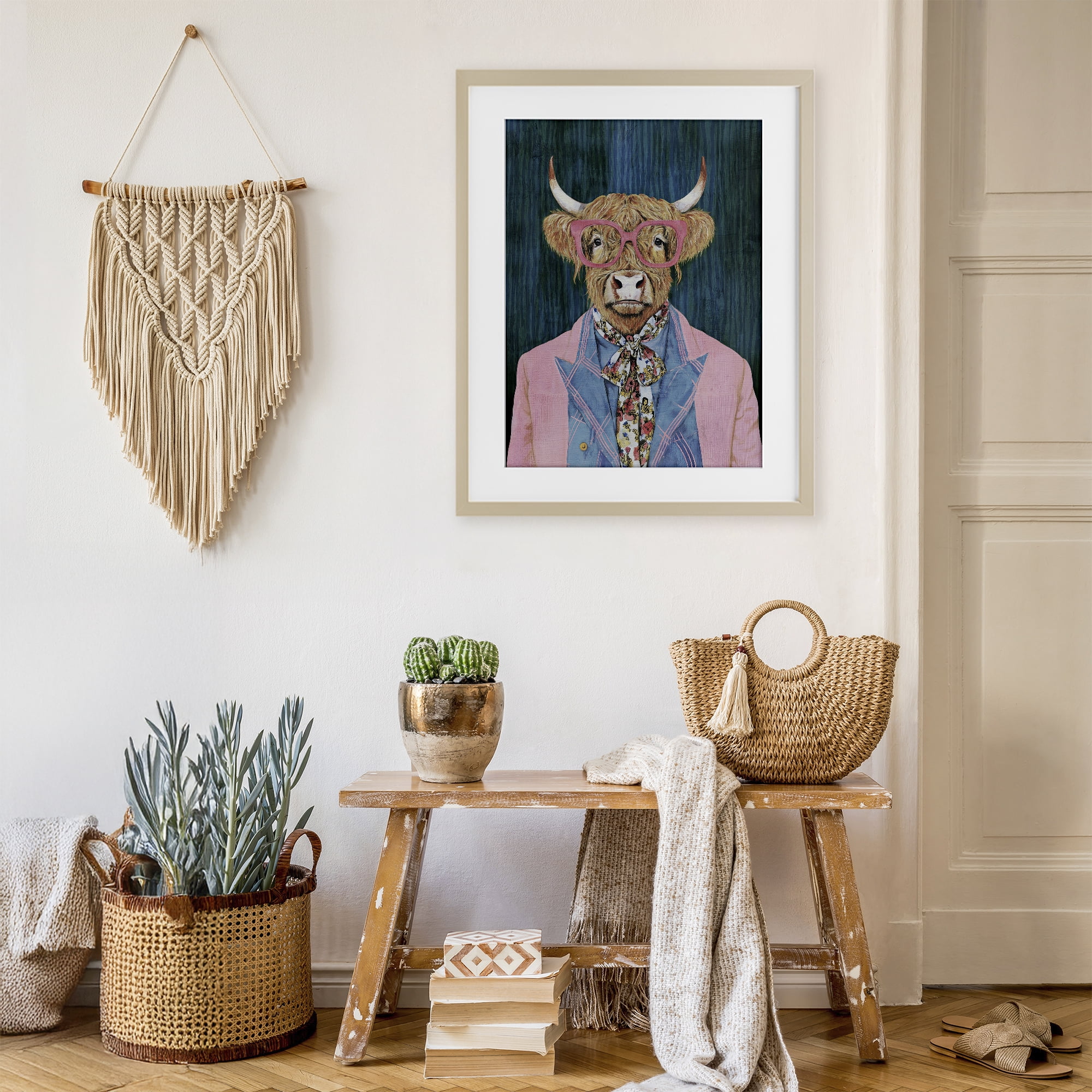 Stupell Industries Gentle Bull Portrait Birch Framed Print Under Glass, design by Svetlana Aleynikova